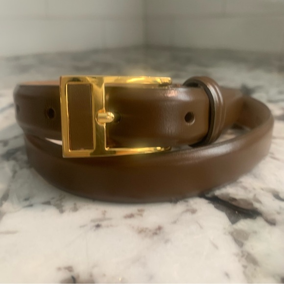 Talbots Genuine Leather Belt - Tan Brown with Gold Buckle - Made in Italy - Picture 11 of 11